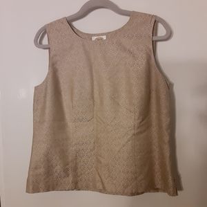 Talbots tan Brocade silk blouse size 14